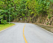 Asphalt curved road in tropical rain forest