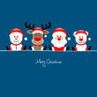 Sitting Snowman, Rudolph,Santa & Icebear Blue