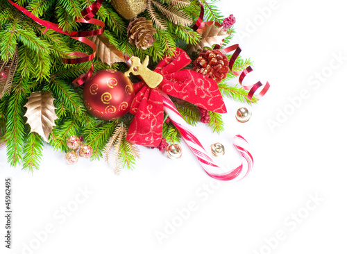 Photo: Christmas candy with festive decoration Christmas candy with festive decoration