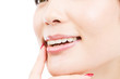 Beautiful young woman on white background. Portrait of asian.