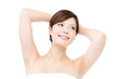 Beautiful young woman on white background. Portrait of asian.