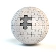 spherical jigsaw with one piece missing