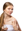 girl appying cream for body