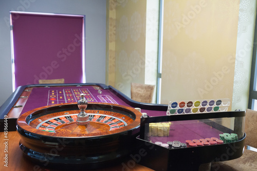 Photo: Roulette table and wheel Roulette table and wheel