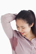 Woman looking at sweat patches