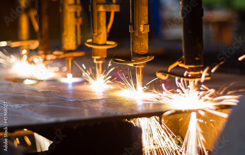 Photo: CNC gas cutting on steel plate CNC gas cutting on steel plate