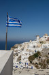 The Greek flag on the island a Santoriya