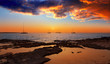 colorful sunset of Ibiza view from formentera