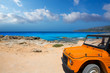 aqua formentera sea Es Calo and vintage car