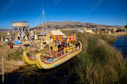 Photo: The floating and tourist Islands of lake Titikaka Puno Peru Sou The floating and tourist Islands of lake Titikaka Puno Peru Sou