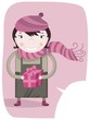 Vector: Happy little girl and gift box Happy little girl and gift box