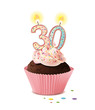 Cupcake mit Kerze und die Zahl 30