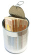 billets cachés dans boîte de conserve