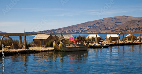 Photo: The floating and tourist Islands of lake Titikaka Puno Peru Sou The floating and tourist Islands of lake Titikaka Puno Peru Sou