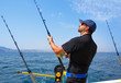 Foto: blue sea fisherman in trolling boat with downrigger blue sea fisherman in trolling boat with downrigger