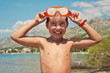 Smiling boy with diving mask