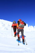 Winter hiking in snowshoes.
