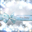 Elegant Christmas background with blue bow and place for text. V