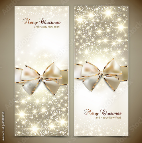 Vector: Greeting cards with white bows and copy space. Vector illustrati Greeting cards with white bows and copy space. Vector illustrati