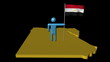 Abstract man with fluttering flag on Egypt map animation