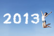 Photo: Woman jump welcoming new year 2013 Woman jump welcoming new year 2013