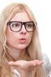 beautiful young woman blowing a kiss