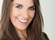 close-up of model smiling