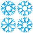Set of blue vector snowflakes