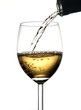 Pouring wine into glass isolated on white