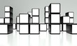 White screen video wall of many cubes