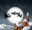Christmas Illustration of Santa and his reindeer