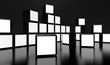 White screen video wall of many cubes