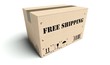 Free shipping cardboard box isolated on white