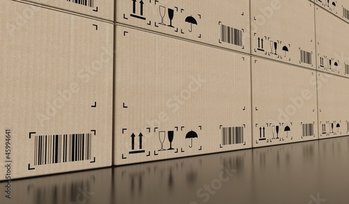 Photo: Wall of empty cardboard boxes Wall of empty cardboard boxes