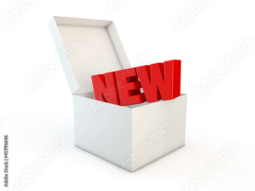Illustration: New word in a box 3d render New word in a box 3d render