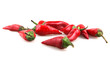 Red chilli peppers on white background.
