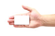 Foto: Hand showing credit card or business card. Isolated on white Hand showing credit card or business card. Isolated on white