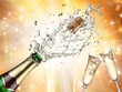 Close-up of champagne explosion