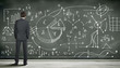 Business person against the blackboard