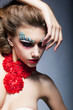 Theatre. Performance. Fashion woman. Bright stagy make-up