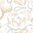 Vintage seamless background with lingerie and beads