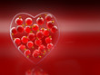 Christmas baubles heart shape in red and gold
