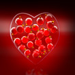 Christmas baubles heart shape in red and gold