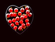 Christmas baubles heart shape in red and gold