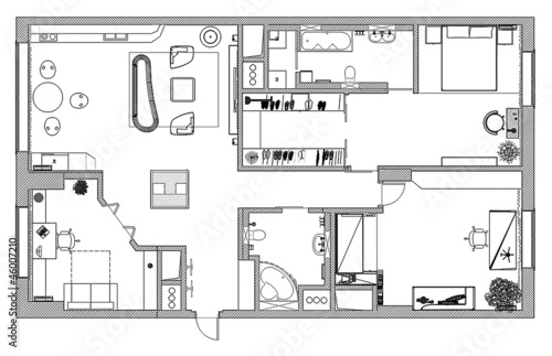 Photo: furniture is on architect plan of the flat furniture is on architect plan of the flat
