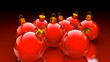 Chirstmas baubles in glossy red and golden