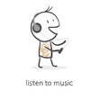 Cartoon man listening to music