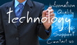businessman hand writing technology