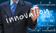 Illustrazione: businessman hand writing innovation businessman hand writing innovation