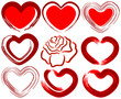 Art drawing love heart set with rose